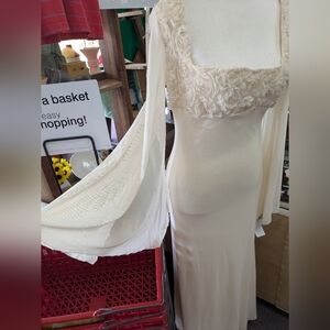 Mesh Fairy Girlhood Elegant Cream Floral Mesh Stretch Dress